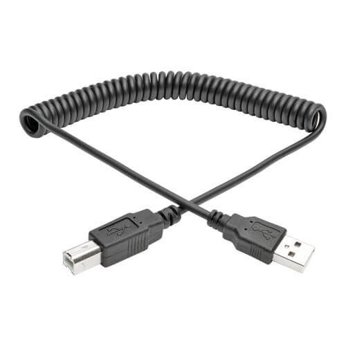 Tripp-Lite U022-010-COIL | USB 2.0 A/B Coiled Cable (M/M), 10 ft. (3.05 m)