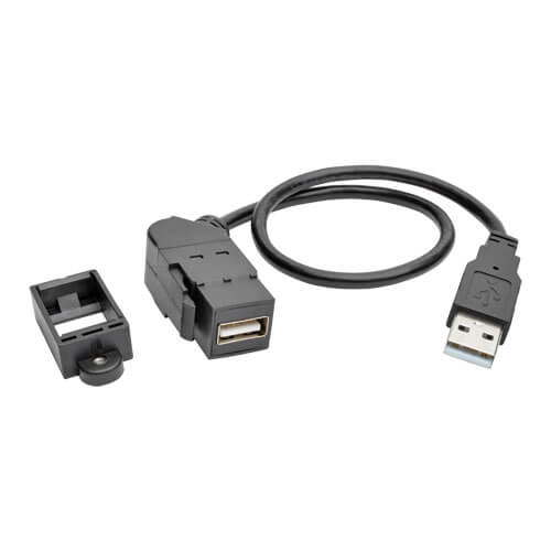 Tripp-Lite U024-001-KPA-BK | USB 2.0 All-in-One Keystone/Panel Mount Extension Cable (M/F), Angled Connector, 1 ft. (0.31 m)