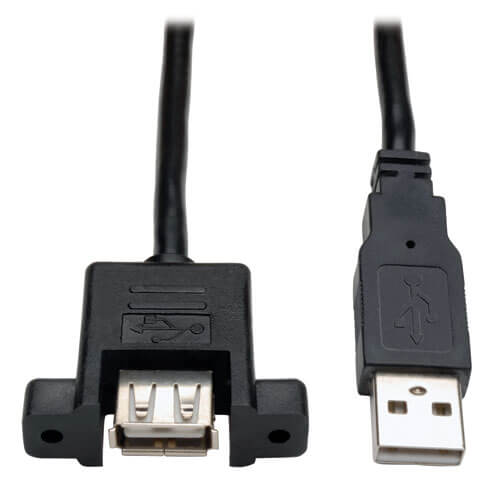 Tripp-Lite U024-06N-PM | USB 2.0 Panel Mount Extension Cable (A/A M/F), 6-in. (15.24 cm)
