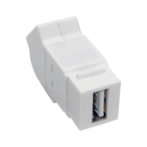 Tripp-Lite U060-000-KPA-WH | USB 2.0 All-in-One Keystone/Panel Mount Angled Coupler (F/F), White