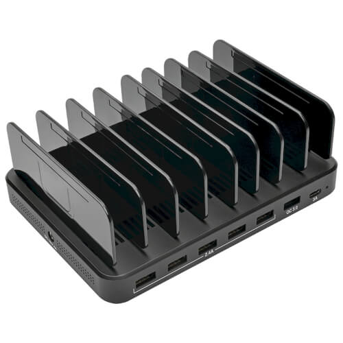 Tripp-Lite U280-007-CQC-ST | 7-Port USB Charging Station with Quick Charge 3.0, USB-C Port, Device Storage, 5V 4A (60W) USB Charge Output
