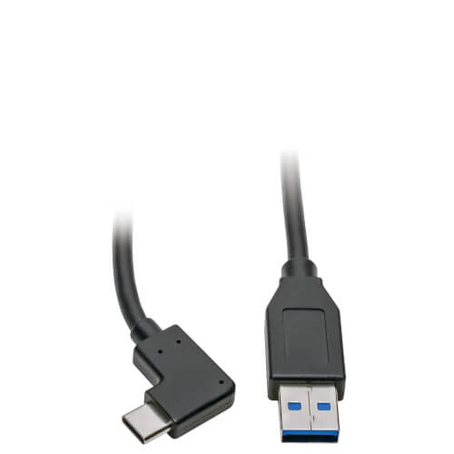 Tripp-Lite U428-003-CRA | USB-C to USB-A Cable (M/M), Right-Angle C, USB 3.1 Gen 1 (5 Gbps), Thunderbolt 3 Compatible, 3 ft. (0.91 m)