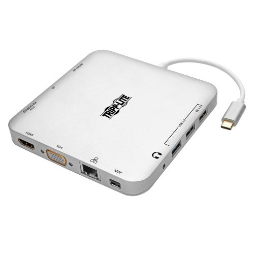 Tripp-Lite U442-DOCK2-S | USB-C Dock, Dual Display - 4K HDMI/mDP, VGA, USB 3.2 Gen 1, USB-A/C Hub, GbE, 60W PD Charging
