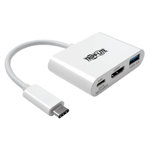 Tripp-Lite U444-06N-H4U-C | USB-C to HDMI 4K Adapter with USB-A Port and PD Charging, HDCP, White