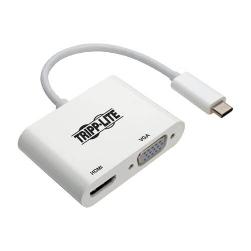Tripp-Lite U444-06N-HV4K | USB-C Multiport Adapter (M/2xF) - 4K HDMI, VGA, White