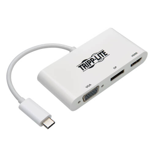 Tripp-Lite U444-06N-HVDPW | USB-C Triple Display Adapter, 4K 60Hz HDMI, Displayport and VGA with MST