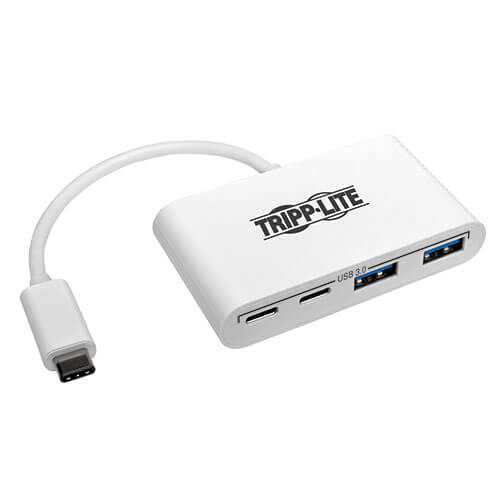 Tripp-Lite U460-004-2A2C | 4-Port USB-C Hub, USB C to 2x USB-A, 2x USB-C, USB 3.0, White
