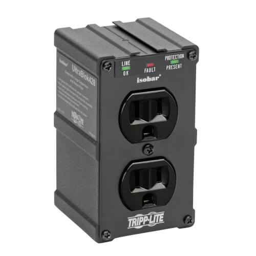 Tripp-Lite ULTRABLOK | Isobar 2-Outlet Surge Protector, Direct Plug-In, 1410 Joules, Diagnostic LEDs, Black Metal Housing