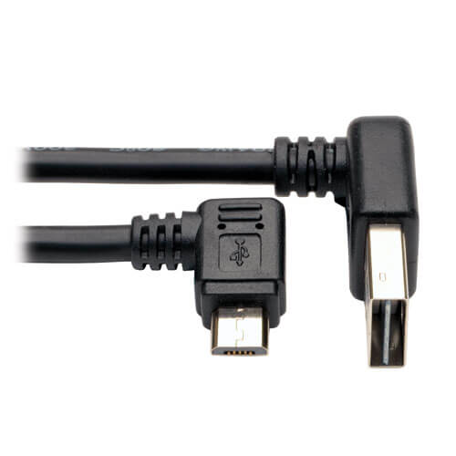 Tripp-Lite UR05C-003-UARB | Micro USB Cable for Charging (M/M) - Reversible Up/Down USB-A to Right-Angle USB Micro-B, 20 AWG, Black, 3 ft. (0.91 m)
