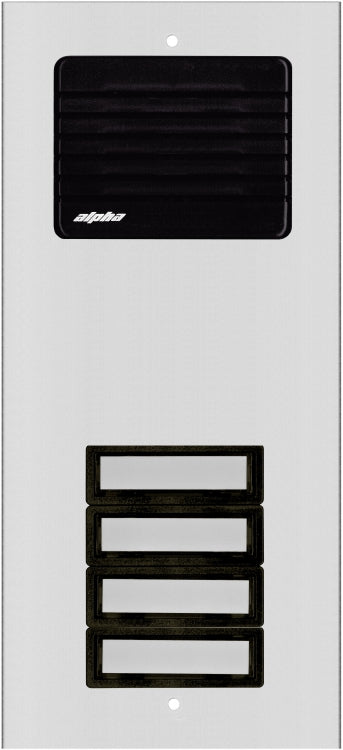 Alpha Communications ES612/04 | 4 Plast Button L/S Panel - Alum.