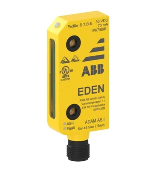 ABB 2TLA020051R6000 | Adam Safety Sensor Unit with Fixed M12 Male Connector, AS-i Node, IP69K, Yellow