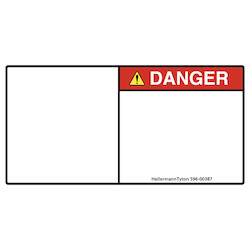 HellermannTyton 596-00389 | Pre-Printed Header Label, Danger, Blank Symbol Panel, 2.75
