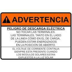 HellermannTyton 596-00802 | Pre-Printed Solar Label, Spanish, Warning - Electrical Shock Hazard (DC), 3.75