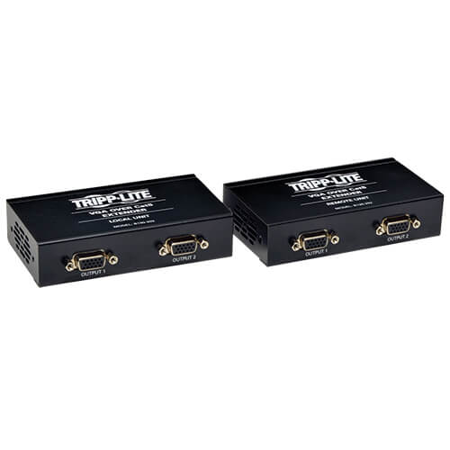 Tripp-Lite B130-202 | 1 x 4 VGA over Cat5/6 Extender Kit, Transmitter/Receiver for Video, 2 Local/2 Remote Displays, Up to 500 ft. (152 m)
