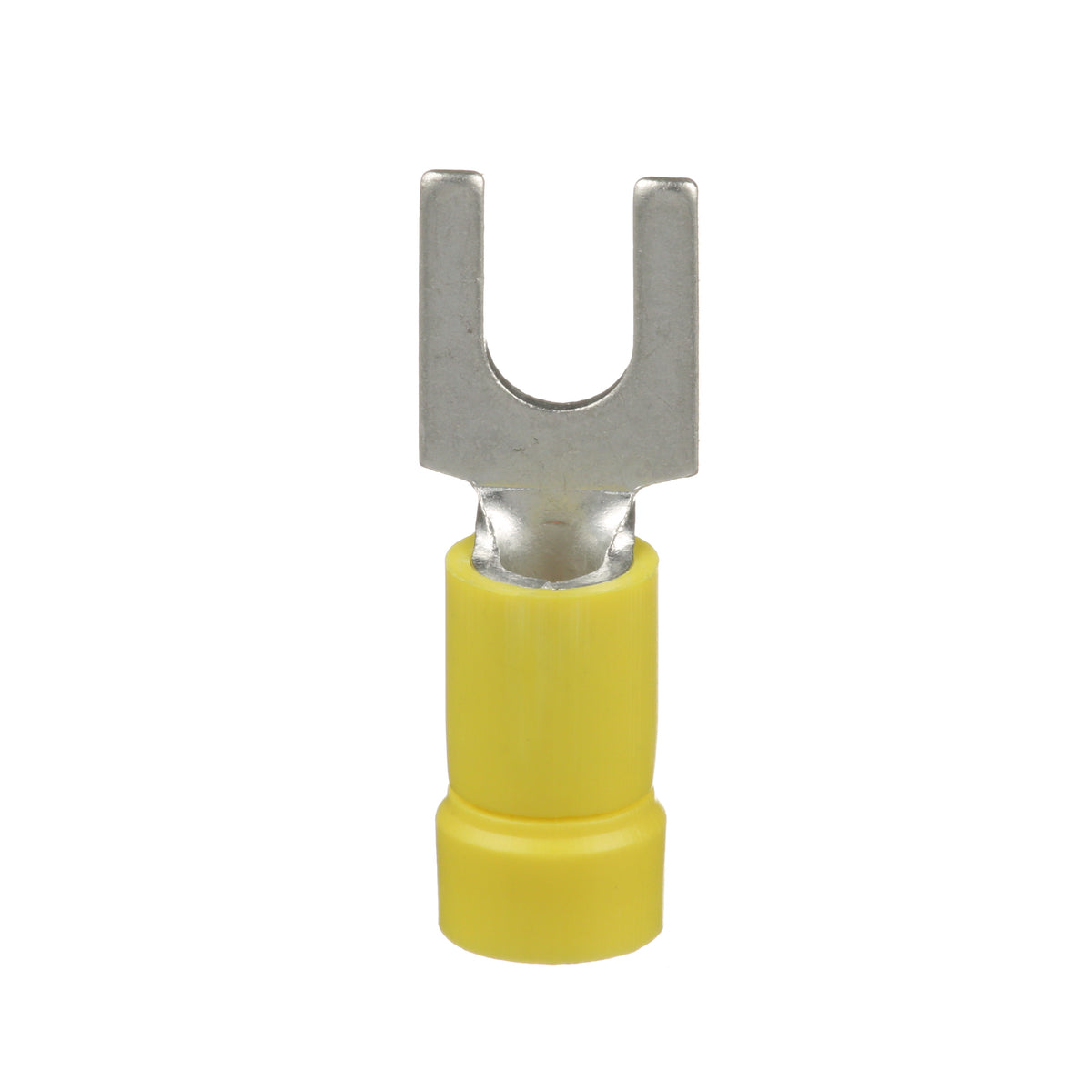 Panduit PV10-10F-L | Pan-Term Fork Terminal, Yellow, Vinyl, 10-14 AWG, #10 Stud, PK50