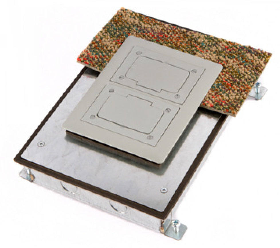 Commscope 1375130-2 | Undercarpet Flush Floor Outlet Box Kit, 2-gang, outlet covers not included