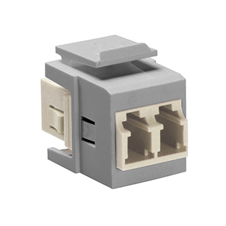 Leviton 41085-MLG | QuickPort Duplex LC Adapter, SM/MM, Phosphor Bronze Sleeve, Gray