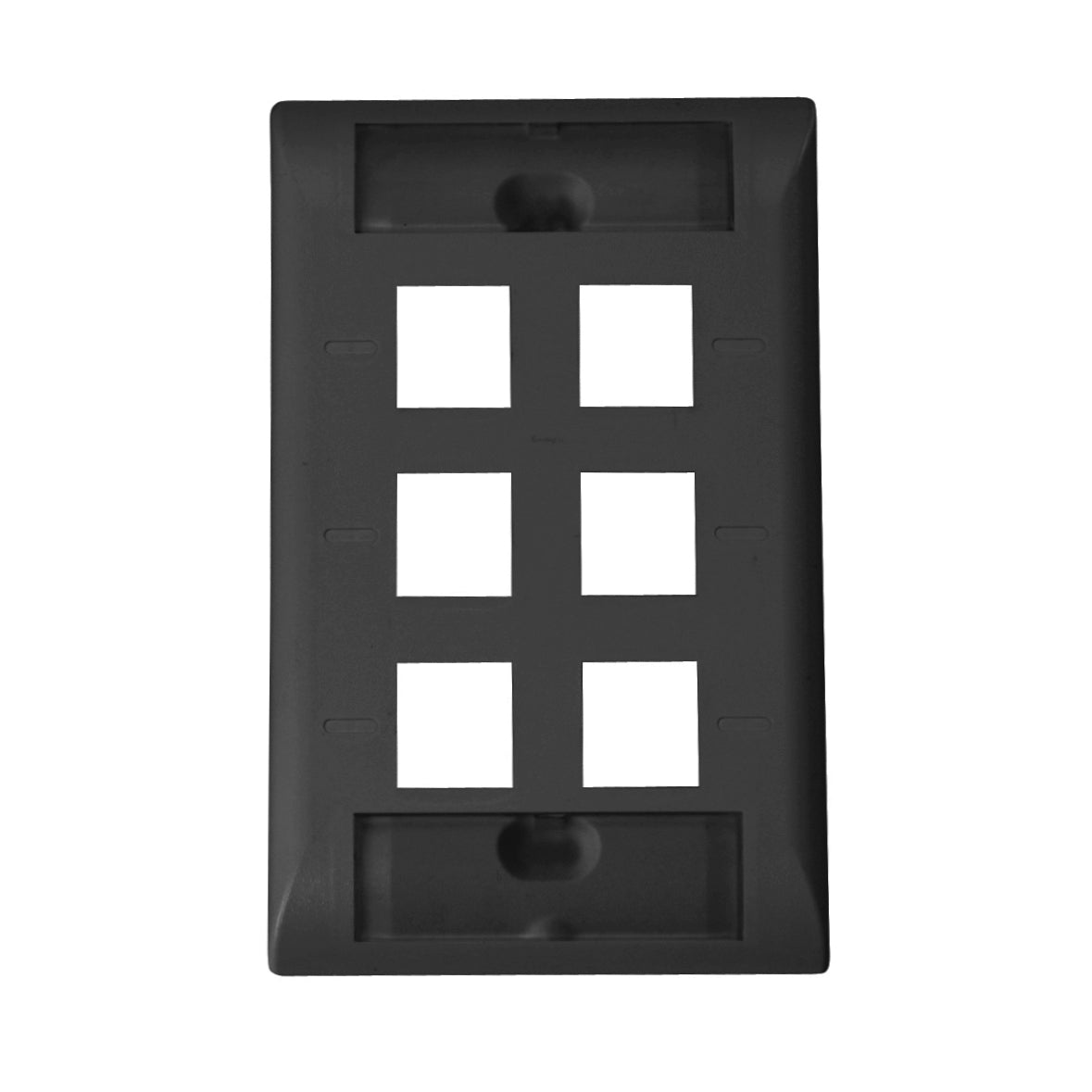 Commscope 2111012-2 | Faceplate Kit, labeled, 1-gang, 6 port, vertical orientation, black