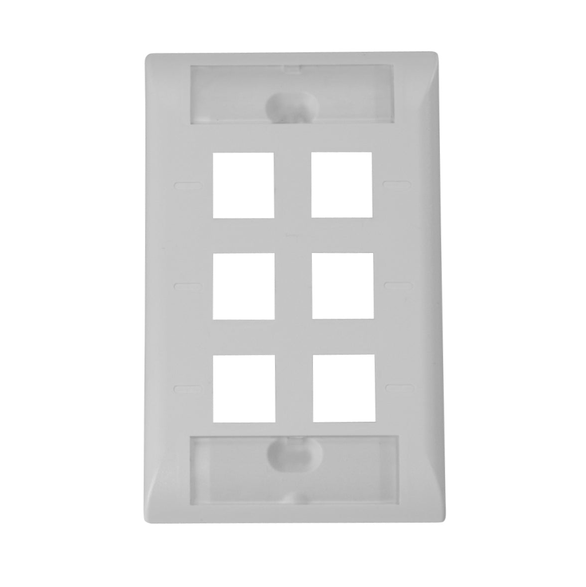 Commscope 2111012-4 | Faceplate Kit, labeled, 1-gang, 6 port, vertical orientation, gray