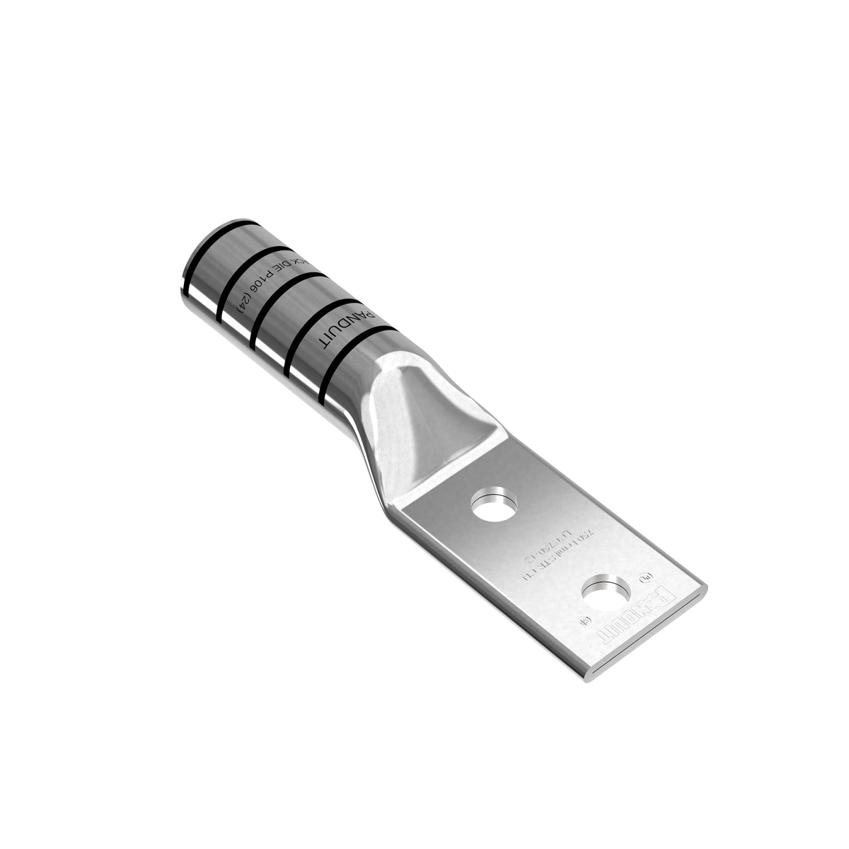 Panduit LCC750-12-6 | Pan-Lug Comp. Lug, 750, Tin Plt Copper, Strt, Two 1/2" Stud, PK6