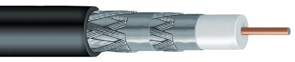 Commscope 5740 BKRL RG6 QD 1000 | RG 6 Type Quad Shield Non-Plenum Satellite Coaxial Cable, black jacket, 1000 ft (305 m) reel