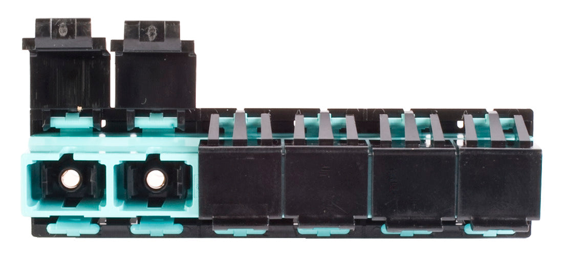 Commscope MFA-SC06-AQ-10-BULK-PACK-SHUTTERED | LazrSPEED SC Multiport Shuttered Adapter, Aqua, 10 Bulk Pack