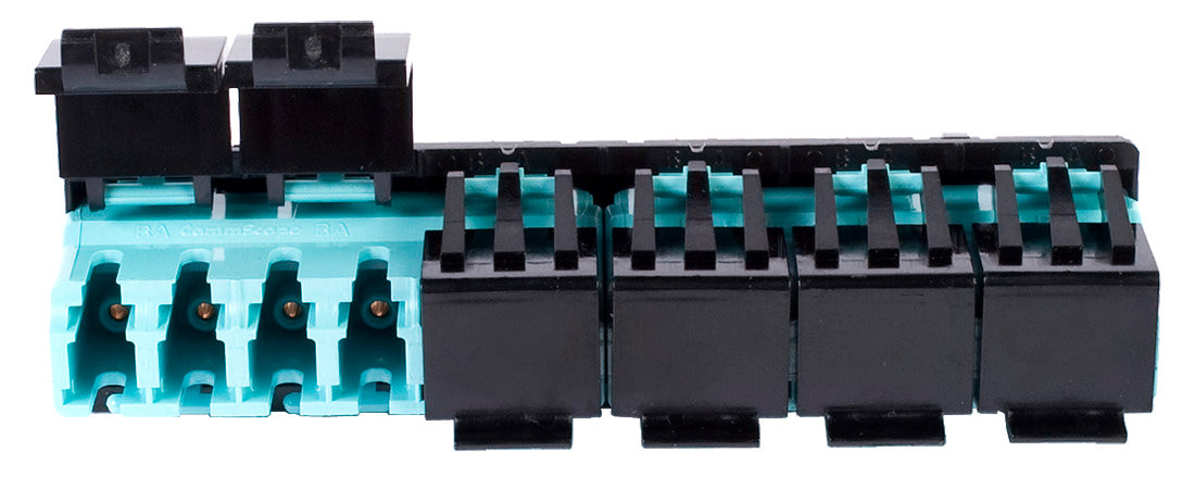 Commscope MFA-LC12-AQ-10-BULK-PACK-SHUTTERED | LazrSPEED LC Multiport Shuttered Adapter, Aqua, 10 Bulk Pack