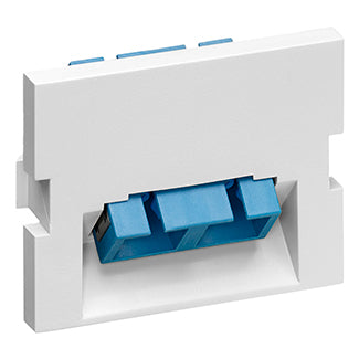 Leviton 41294-2CW | Duplex SC Angled Fiber Adapter MOS Module, Zirconia Ceramic Sleeve, 1.5 Units High, White