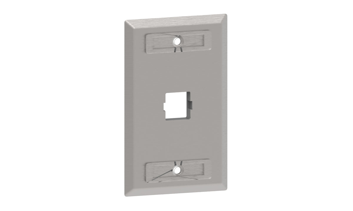 Commscope M11SP-L | M11SP-L 1-port Single Gang Stainless Steel Faceplate with Label