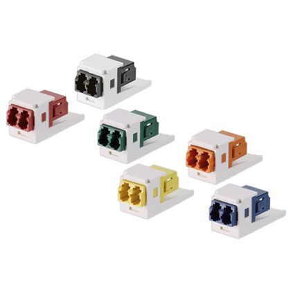 Panduit CMDLLBLCZBL | Mini-Com Keyed L-Light Brown LC Duplex, Black Module