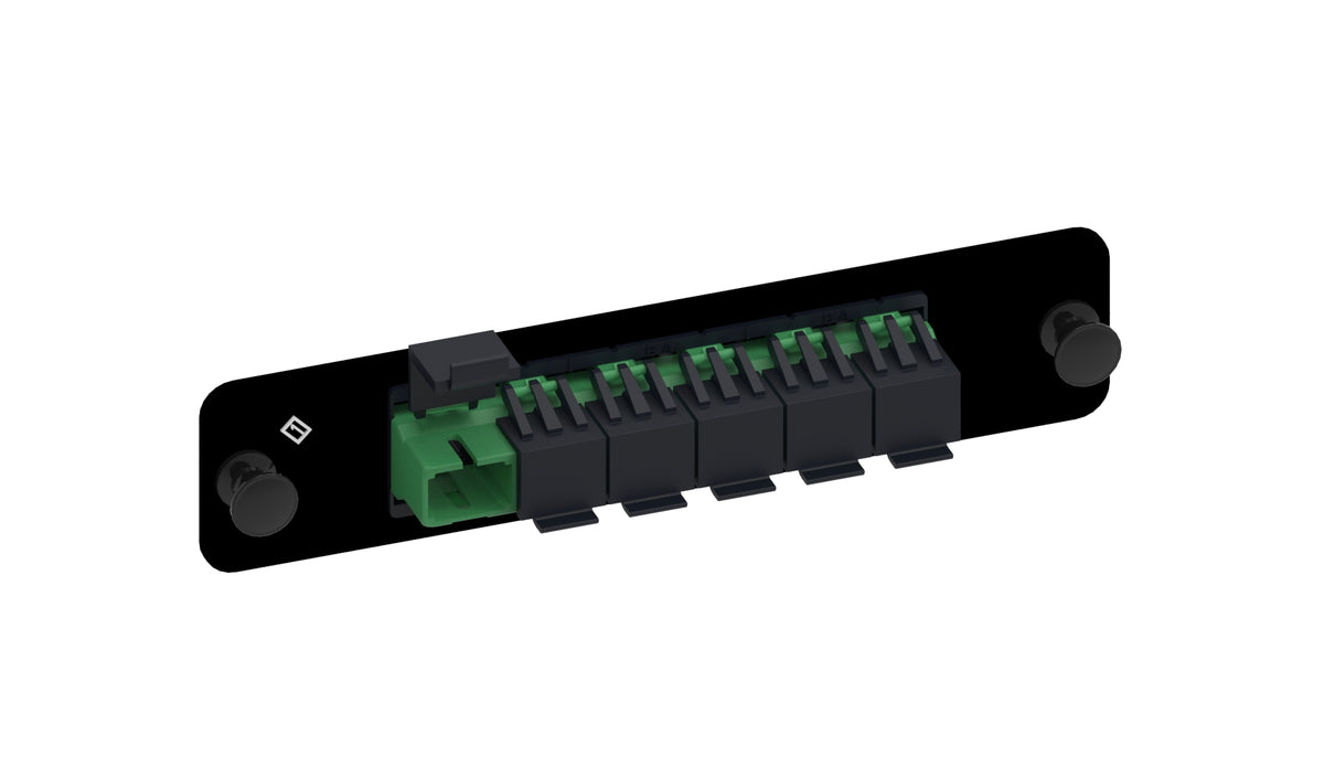 Commscope PNL-BK-006-AFA-SC06-GR | Adapter Pack, Black, 1000-Type, with 1 TeraSPEED 6 fiber, SM SC/APC ganged adapter, green, shuttered