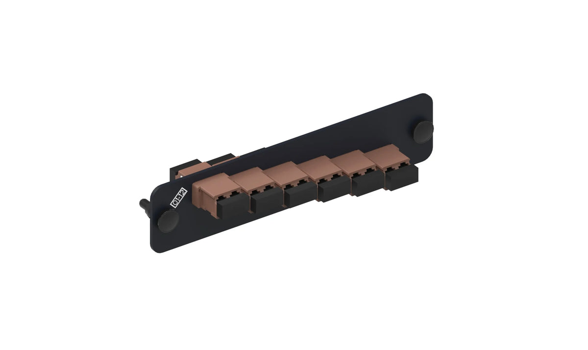 Commscope PNL-BK-012-KFA-LC02-BR-NS | Adapter Pack, Black, 1000-Type, with 6 duplex keyed LC adapters, brown, no shutter