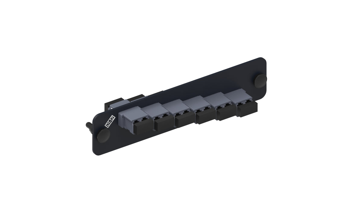 Commscope PNL-BK-012-KFA-LC02-SL-NS | Adapter Pack, Black, 1000-Type, with 6 duplex keyed LC adapters, slate, no shutter