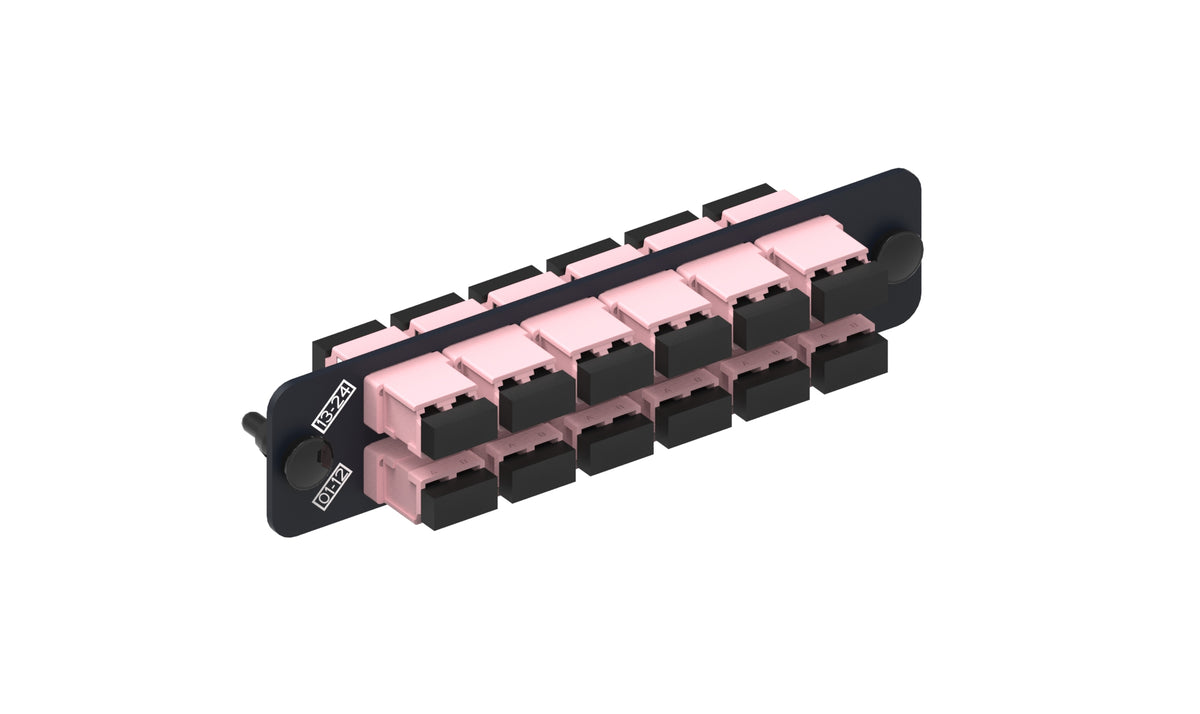 Commscope PNL-BK-024-KFA-LC02-RO-NS | Adapter Pack, Black, 1000-Type, with 12 duplex keyed LC adapters, rose, no shutter
