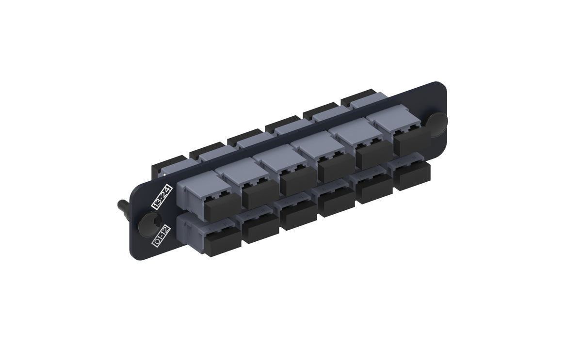 Commscope PNL-BK-024-KFA-LC02-SL-NS | Adapter Pack, Black, 1000-Type, with 12 duplex keyed LC adapters, slate, no shutter