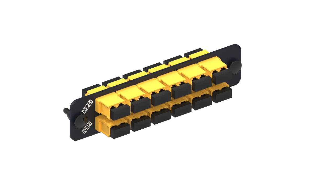 Commscope PNL-BK-024-KFA-LC02-YL-NS | Adapter Pack, Black, 1000-Type, with 12 duplex keyed LC adapters, yellow, no shutter