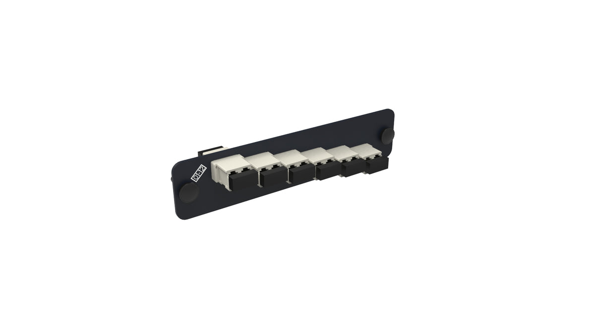 Commscope PNL-BK-012-MFA-LC02-BG-NS | Adapter Pack, Black, 1000-Type, with 6 OptiSPEED multimode duplex LC adapters, beige, no shutter
