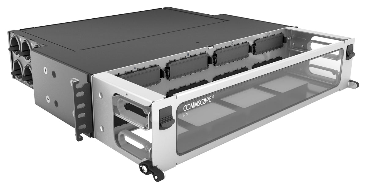 Commscope HD-2U-FX | High Density 2U modular cassette fixed Panel, accepts (8) G2 modules or MPO panels, providing up to 96 duplex LC ports or up to 64 MPO ports