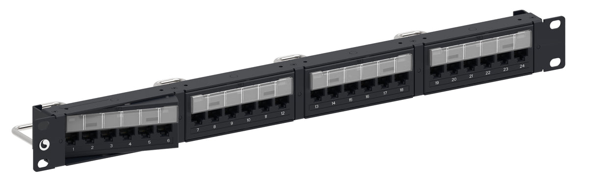 Commscope CPPD6ADM1U24 | Dynamic Angled Distribution Module Panel, Cat6A, UTP, 1U, 24 port