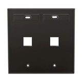 Leviton Manufacturing Co 42080-2EP | Dual-Gang QUICKPORT Wallplate with ID Windows, 2-Port, Black