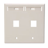 Leviton Manufacturing Co 42080-2TP | Dual-Gang QUICKPORT Wallplate with ID Windows, 2-Port, Light Almond