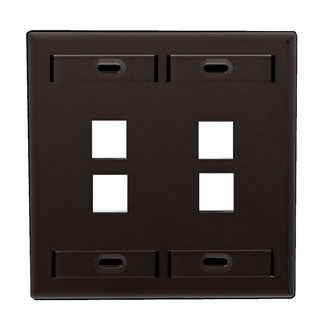 Leviton 42080-4ES | Single-Gang QuickPort Wallplate with ID Windows, 4-Port, Black