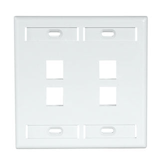 Leviton 42080-4WL | QuickPort Wallplate for Large Connectors with ID Windows, Single Gang, 4-Port, White