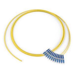 Corning 000212RJ131003M | Standard Pigtail / Standard LCUPC Simplex SM, SMF, 12F, Ribbon Interconnect Riser, Standard Yellow Jacket 3 Meters