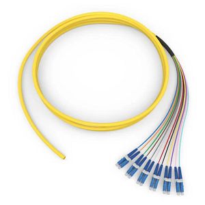Corning 000412R8120003M | Standard Pigtail / Standard LCUPC Duplex SM, SMF, 12F, MIC Riser, Standard Yellow Jacket 3 Meters