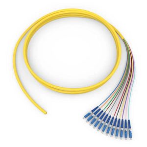 Corning 000212R81NF005M | Standard Pigtail / Standard LCUPC Simplex SM, SMF, 12F, MIC Riser, Standard Yellow Jacket 5 Meters
