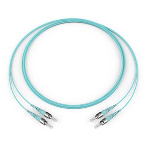 Corning 505002T5820003M | Standard ST MM / Standard ST MM, OM3 50um, 2F, Zipcord Plenum, Standard Aqua Jacket 3 Meters