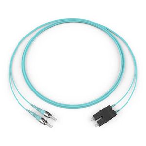 Corning 505702T5820003M | Standard ST MM / Standard SC Duplex MM, OM3 50um, 2F, Zipcord Plenum, Standard Aqua Jacket 3 Meters