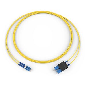 Corning 047202G5120005M | Fiber Optic Jumper, 2 F, LC Duplex to SC Duplex, Zipcord Cable, Riser, 2.0 mm legs