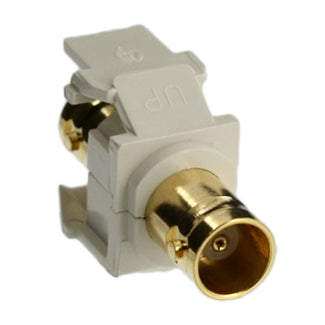 Leviton 40832-BT | BNC Feedthrough QuickPort Connector, Gold-Plated, 50 Ohm, Light Almond Housing